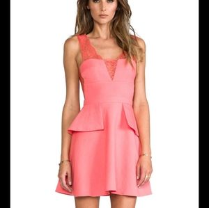 BCBGMAXZRIA pink peplum dress